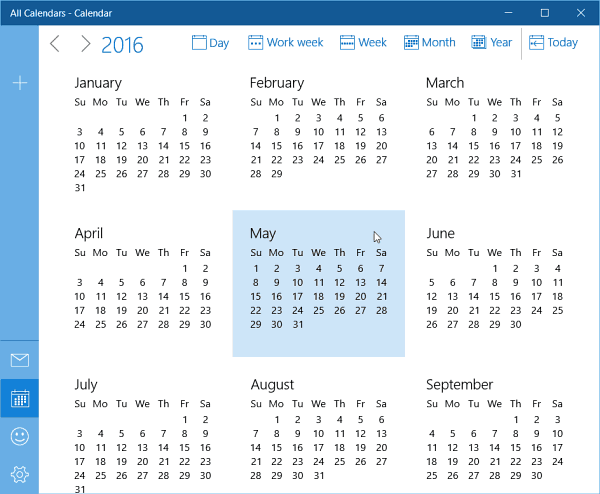 Windows 10-kalenderuppdatering för hela året