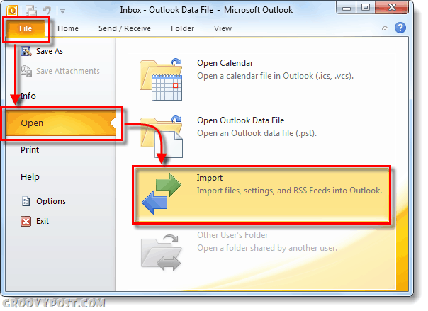 Hur du importerar kontakter till Outlook 2010 från Gmail, Hotmail och Yahoo