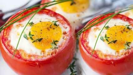 Hur gör man fyllda tomater med ägg? Fyllda tomater med ägg för frukost recept