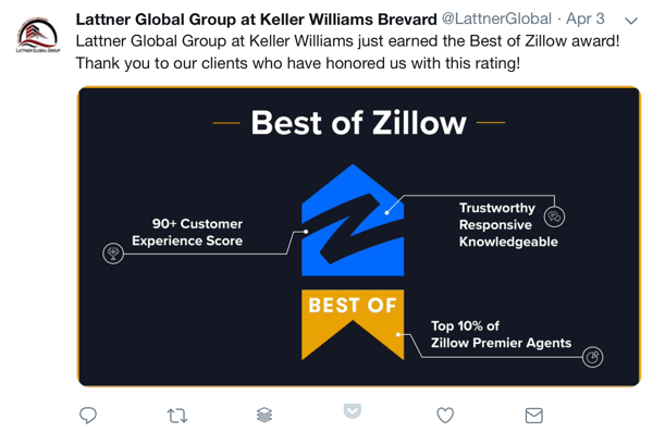 Hur man använder socialt bevis i din marknadsföring, exempelpris och socialt tack till kunder av Lattner Global Group på Keller Williams Brevard