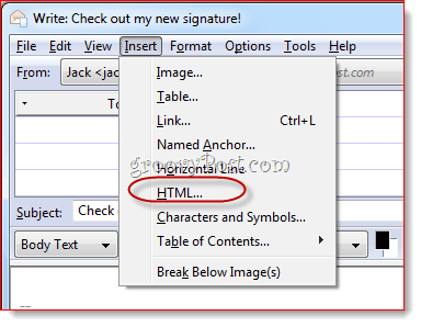 Skapa HTML-signatur i Thunderbird`