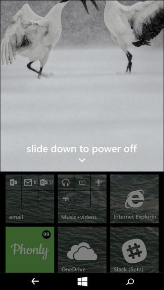 1 glid för att stänga av Windows-telefon