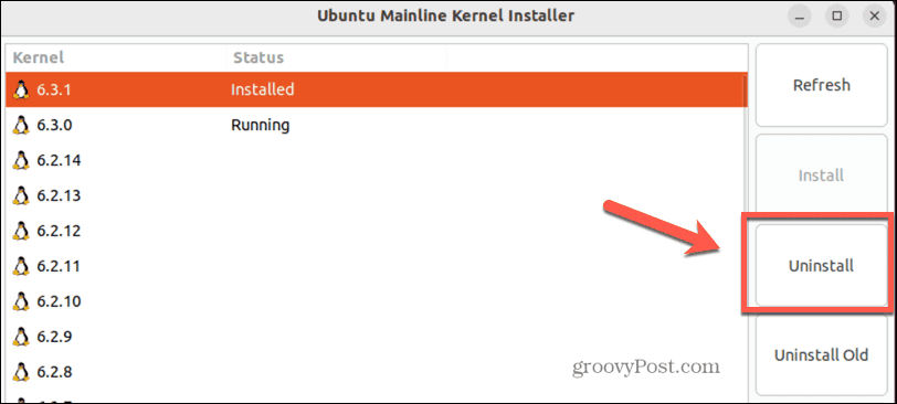 ubuntu avinstallera kärnan i mainline