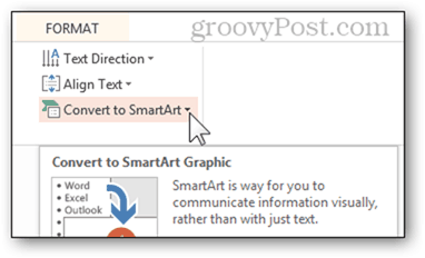 smart art konvertera till smartart bulletlista bullet powerpoint powerpoint konvertera 2013 funktionsknappformatalternativ