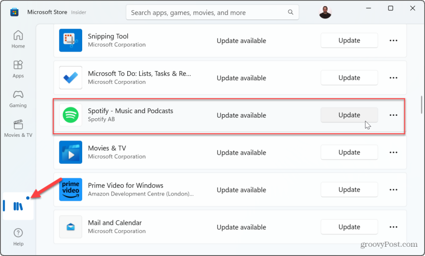 Uppdatera Spotify på Windows