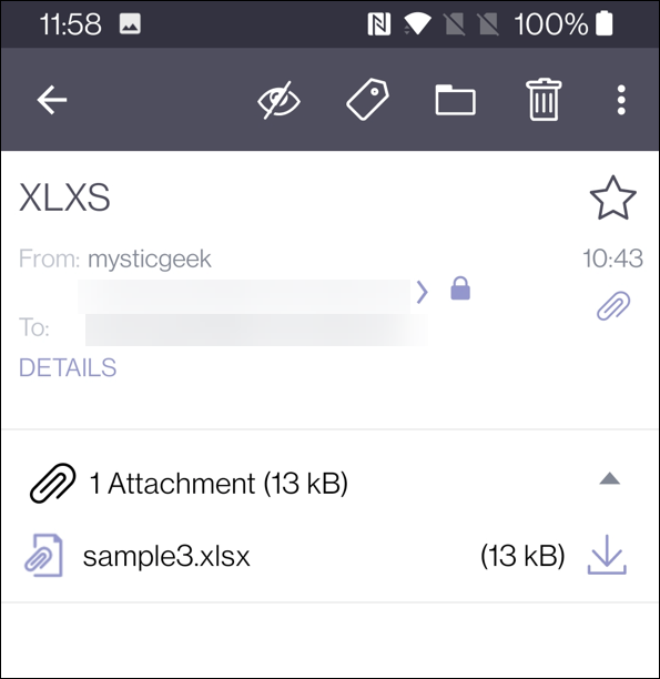 protonmail öppna xlsx-filer i Android
