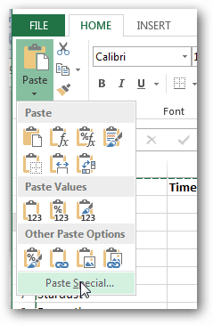 excel paste special 2013