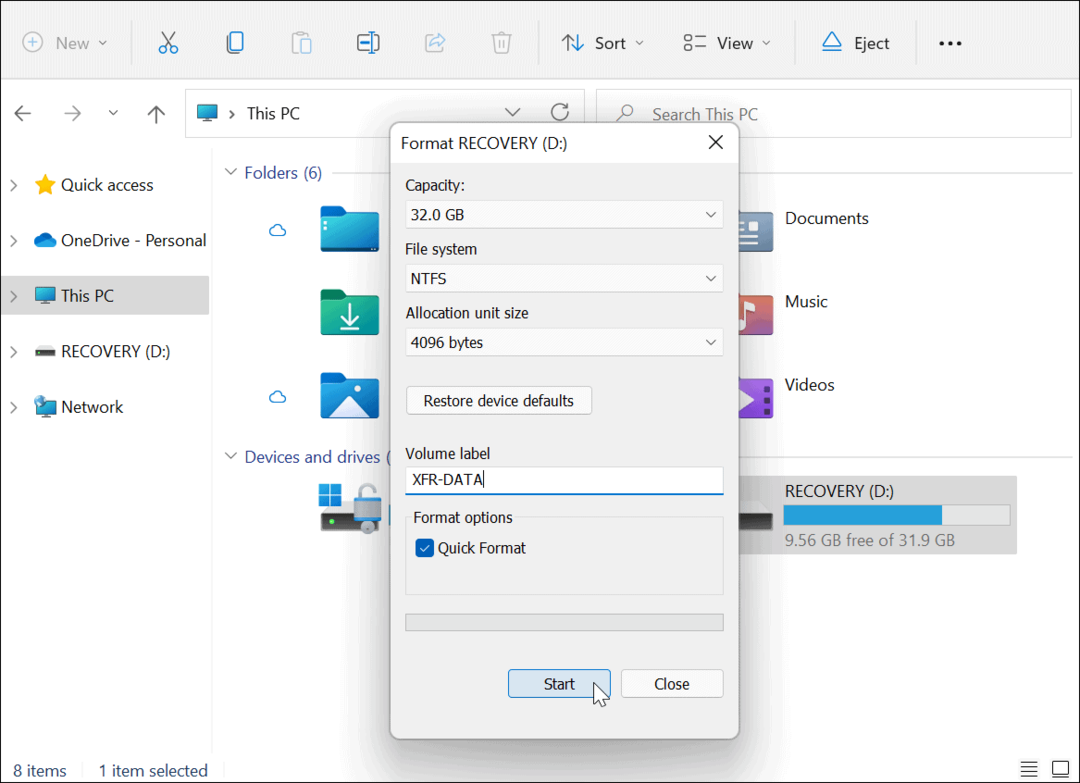 Hur man formaterar en enhet från File Explorer på Windows 11