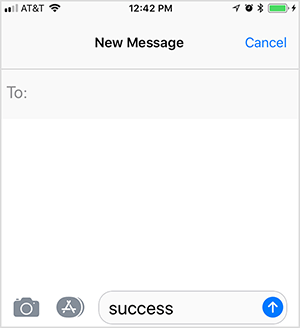 Detta är en skärmdump av nästa textmeddelande. Användaren har skrivit nyckelordet “framgång” för att utlösa ett svar från en automatisk försäljningstratt. Oli Billson använder denna taktik i sin telefontrattram.