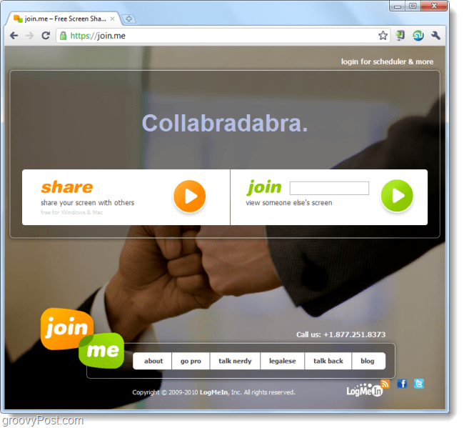 join.me sida enkla och groovy citat