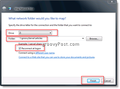 Kartlägga en nätverksenhet i Windows Vista och Server 2008 från Windows Explorer