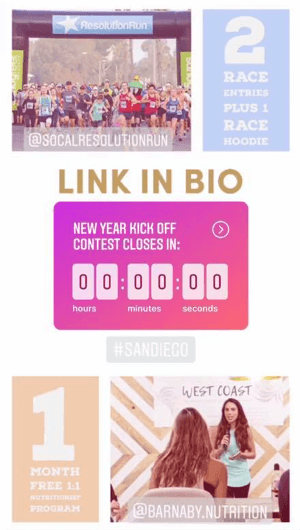 Hur man använder Instagram Countdown-klistermärke för företag, exempelvis nedräkning för att tävla.