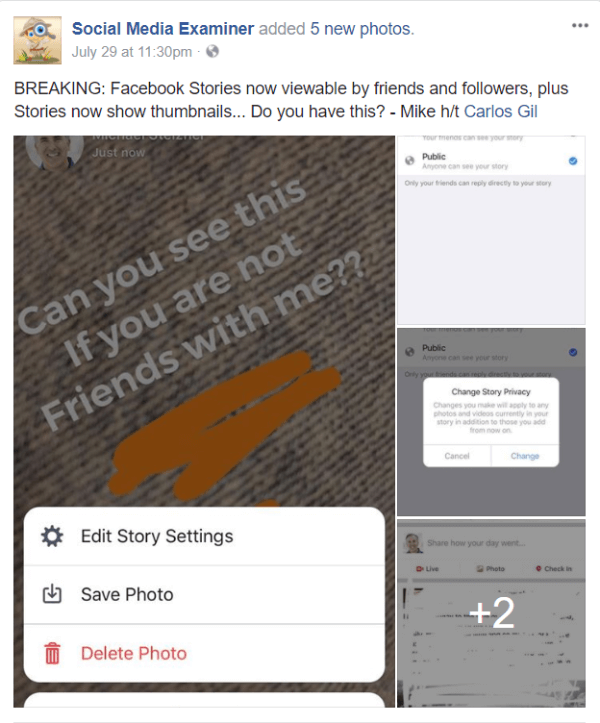 Facebook rullar ut allmän delning och miniatyrbilder för Stories.