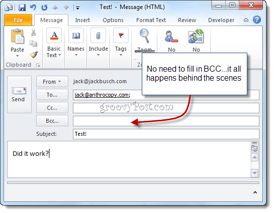 Auto BCC till Outlook 2010