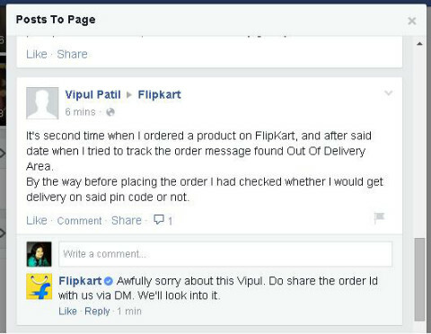 flipkart Facebook-svar