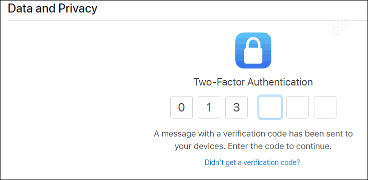 Logga in på Apple Privacy Portal