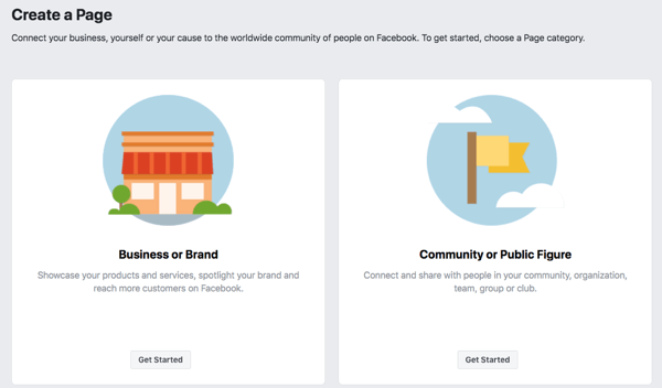 Steg 1 för att skapa din Facebook-affärssida.