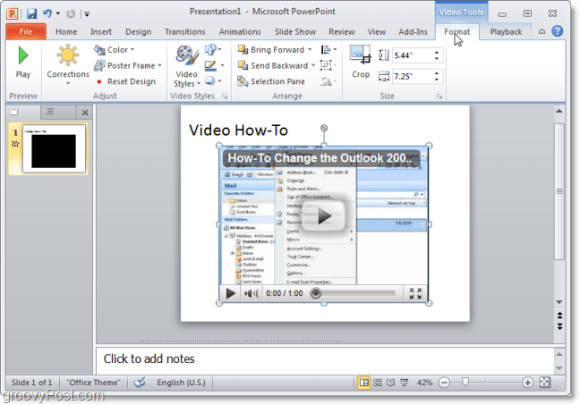 en video i PowerPoint 2010 från youtube
