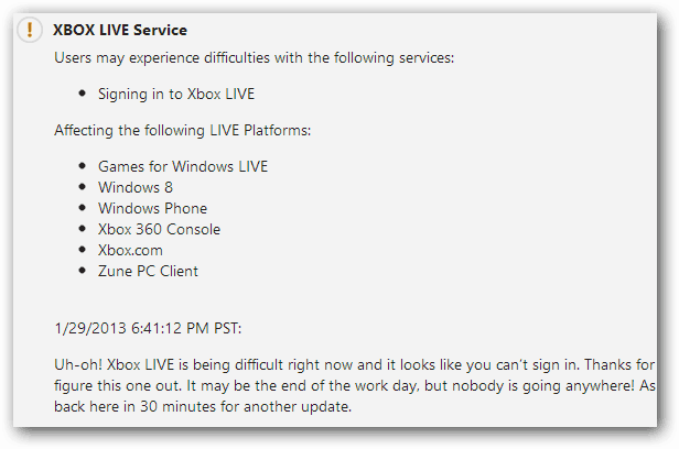 Xbox Live Service Update