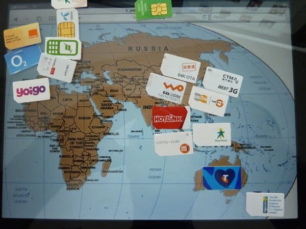 Världskarta över SIM-kort