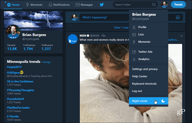 Hur man aktiverar 'Nattläge' i Twitter Desktop Web App