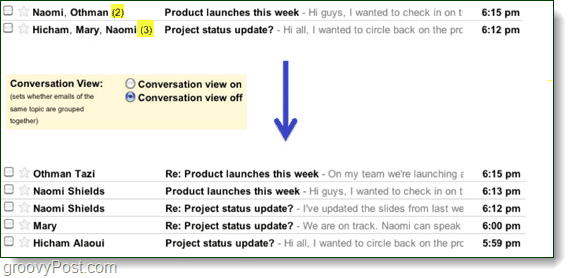 konversationsvy skillnad i gmail