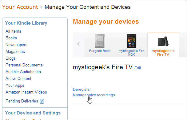Radera Amazon Fire TV Remote Voice inspelningar