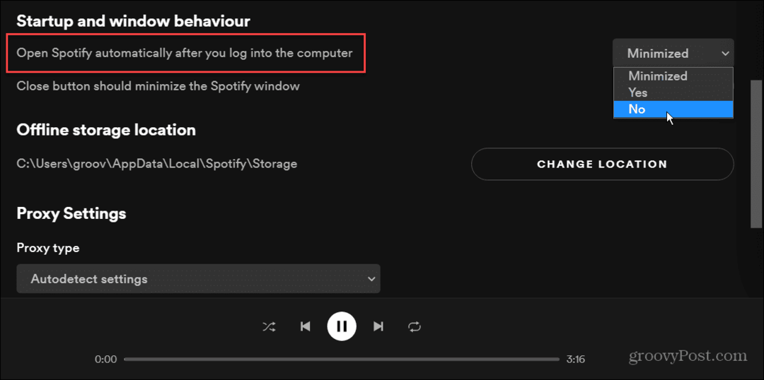 stoppa spotify från att öppna vid start