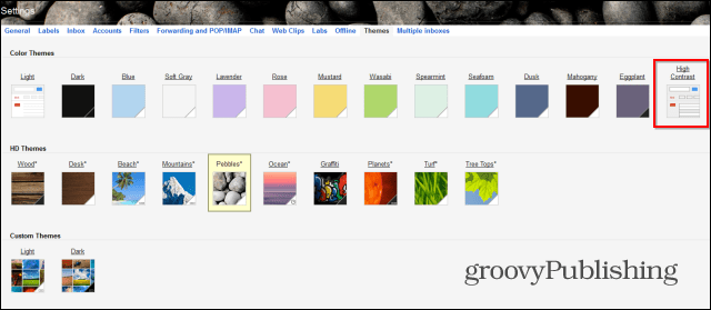 Gmail Högkontrast-tema