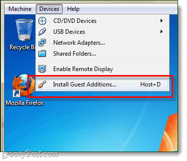 installera gästtillägg för virtualbox