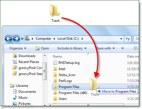 hur man flyttar en mapp i Windows 7