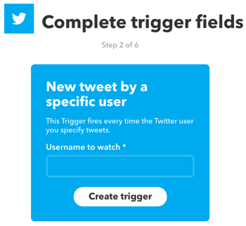 Ställ in en IFTTT-applet som utlöses av en ny tweet från en specifik Twitter-användare.