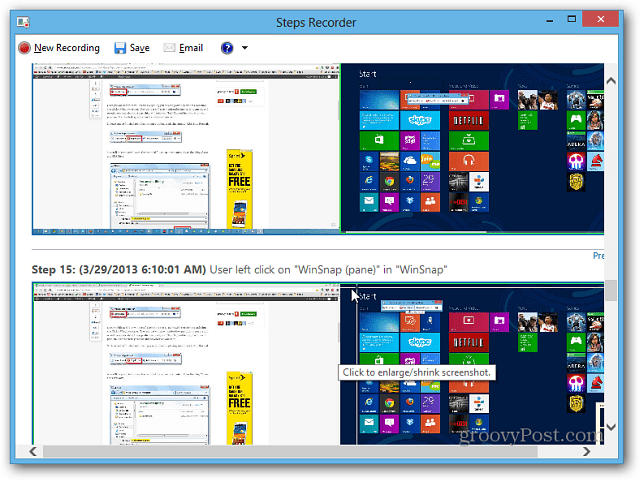 Använd steginspelaren i Windows 8.1 för att felsöka datorproblem