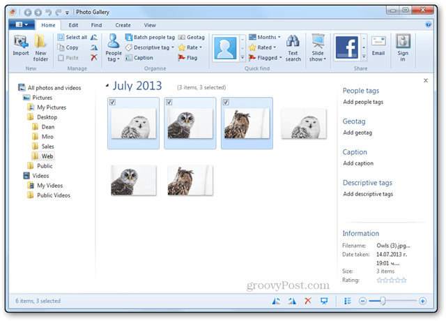 Ändra storlek på flera foton med Windows Live Photo Gallery