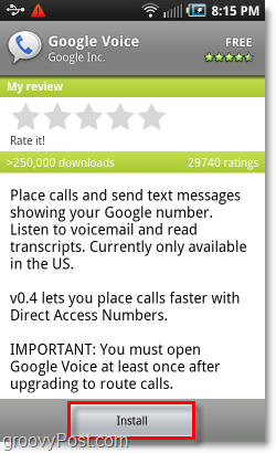 Mobil Android Market Installera Google Voice