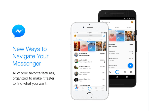Facebook tillkännager ett nytt utseende och nya funktioner för Messenger-startskärmen.