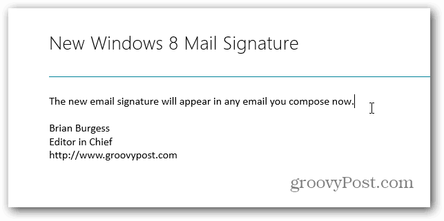 Ändra standardsignatur i Windows 8 Mail