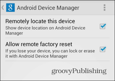 Android Device Manager-inställningar