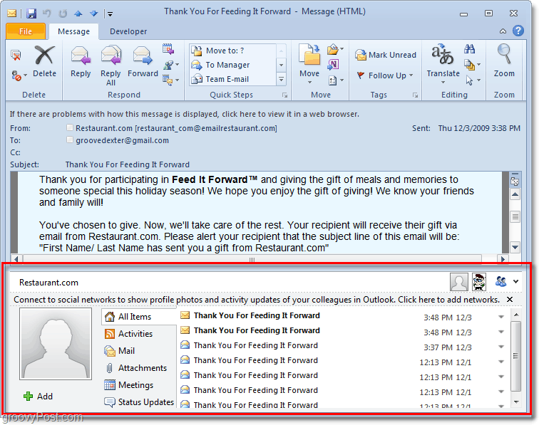 Hur du inaktiverar personpanelen i Outlook 2010
