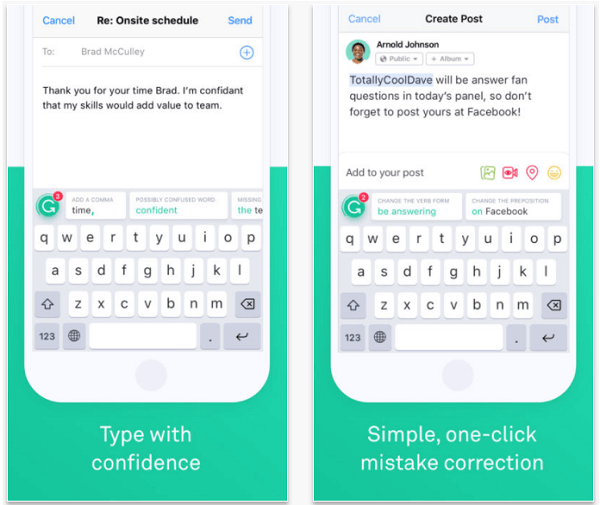 Installera appen Grammarly Keyboard för att stava och grammatik kontrollera dina inlägg på mobilen.
