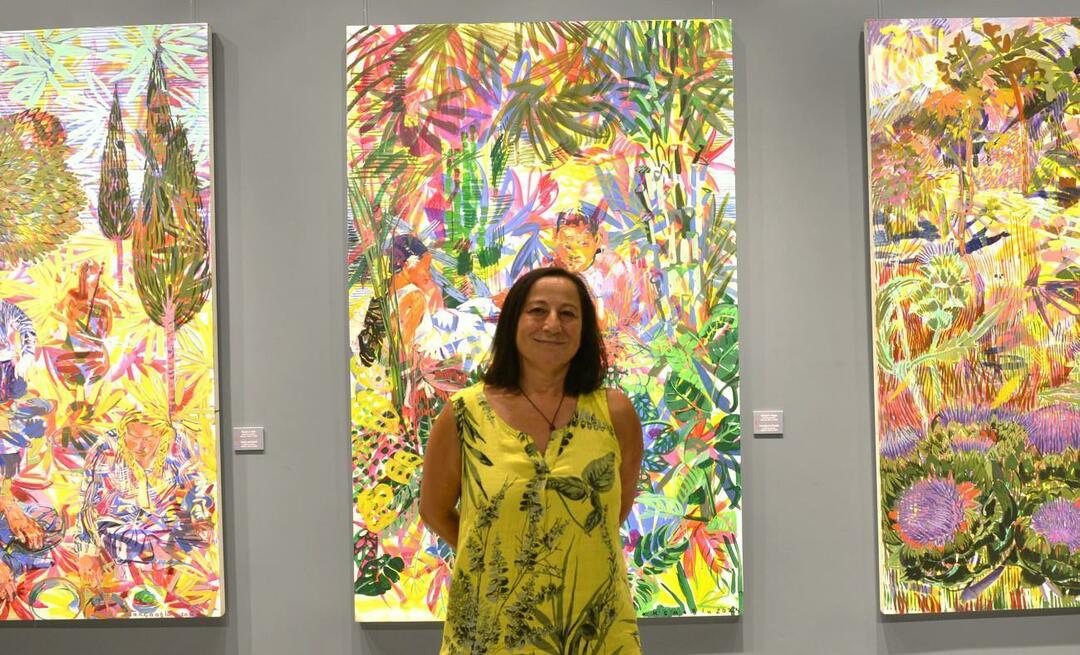 Zeliha Akçaoğlus målningsutställning "Secret Gardens" är på Ziraat Bank Çukurambar Art Gallery
