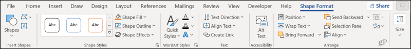 Fliken Formformat i Word