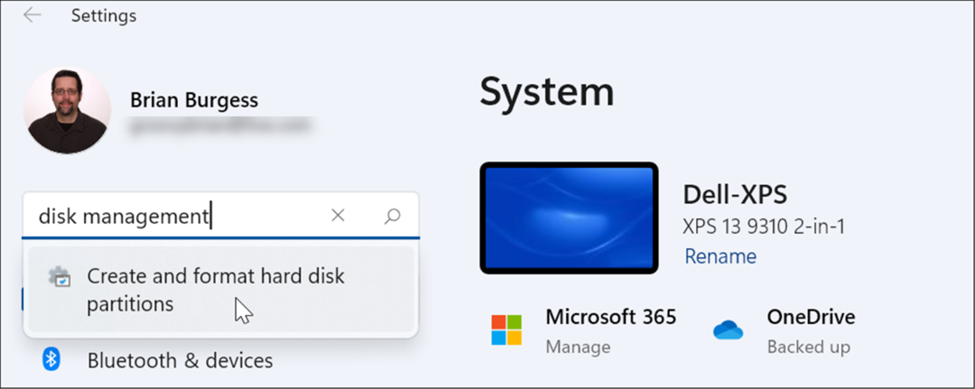 öppna diskhantering i Windows 11-inställningar