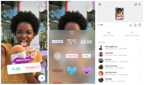 Instagram introducerade en ny interaktiv omröstningsklistermärke som tillåter användare att ställa en fråga och se resultat från dina vänner och anhängare när de röstar i realtid. 