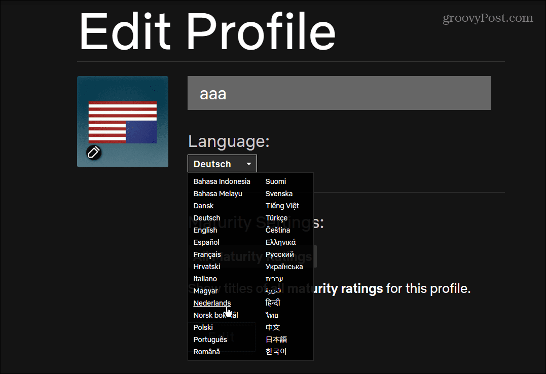 Redigera profilspråk