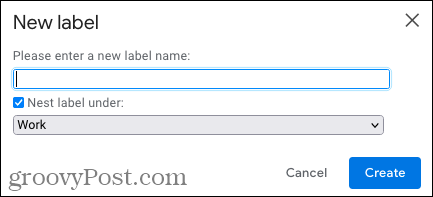 Skapa en kapslad etikett i Gmail