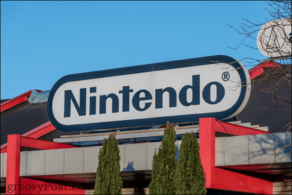 Nintendos logotyp på en byggnad