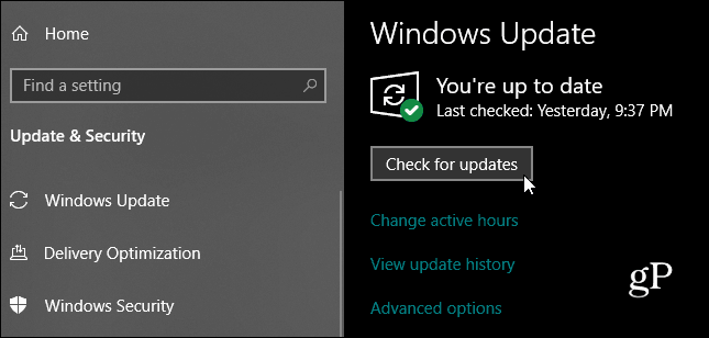Windows 10 Leta efter uppdateringar