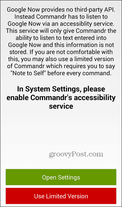 Använd Google Nu och Commandr för att växla och stänga av funktioner
