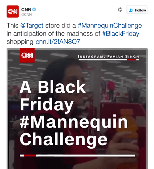 CNN delade Target's video, som kapitaliserade på två Twitter-trender.